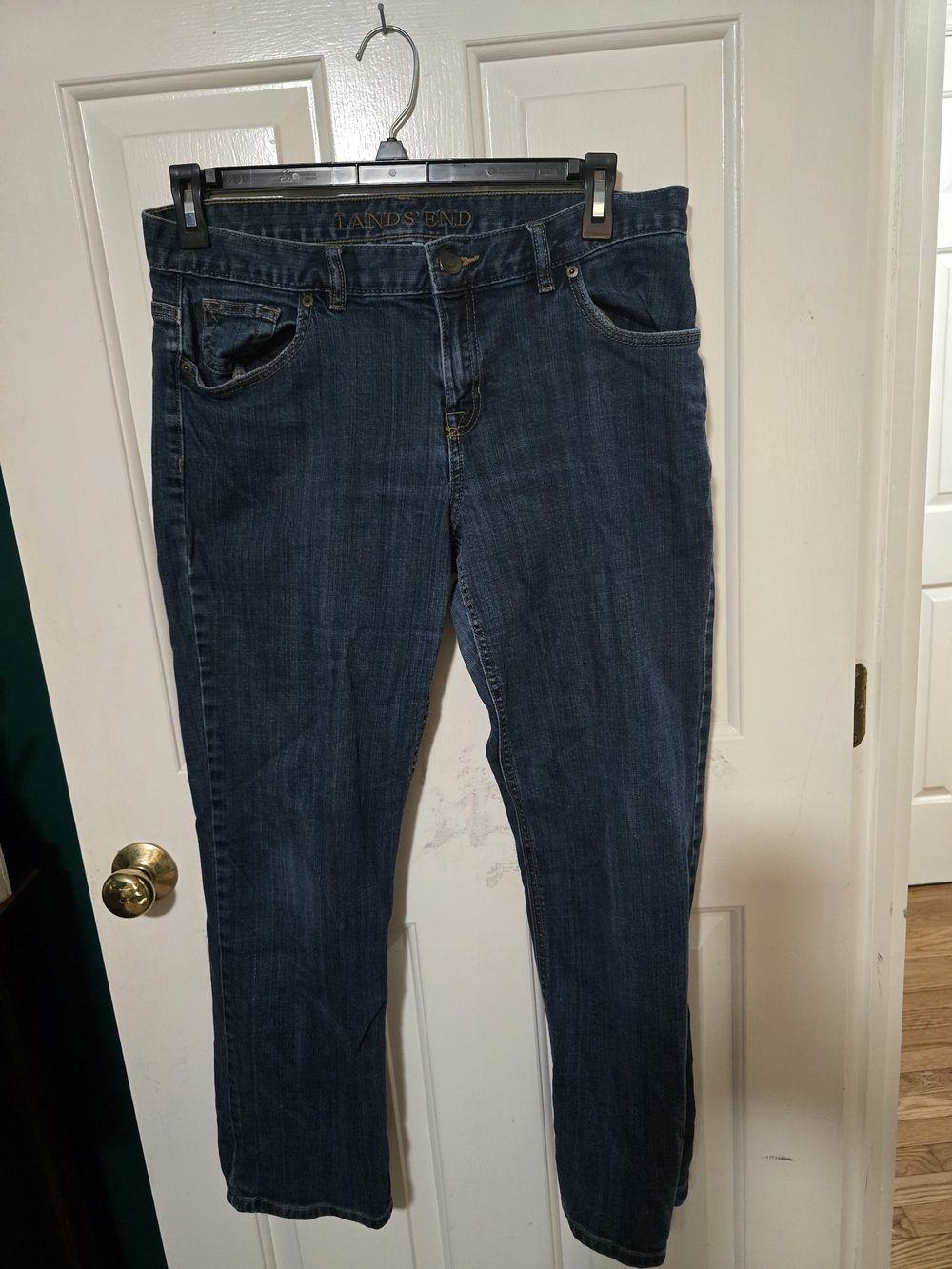 Lands' End Medium Blue Denim Jeans with Gold Stitching